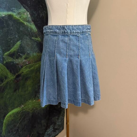y2k denim pleated mini skirt preppy streetwear retro style - Picture 4 of 6